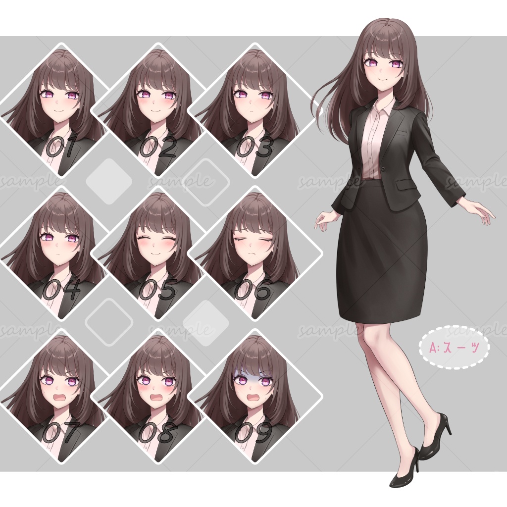 【立ち絵素材】vol.1_茶髪ロングの女性