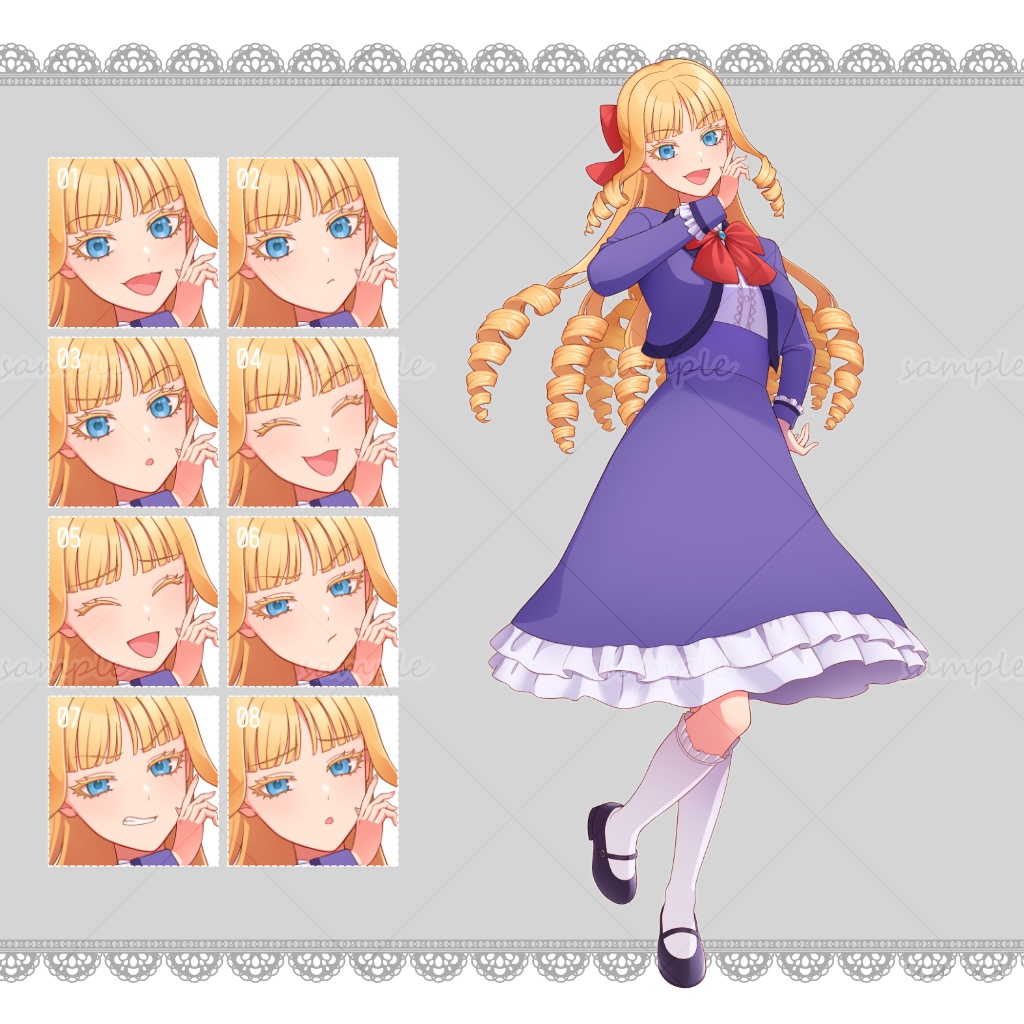 【立ち絵素材】vol.3_縦ロールの女性(学生服)