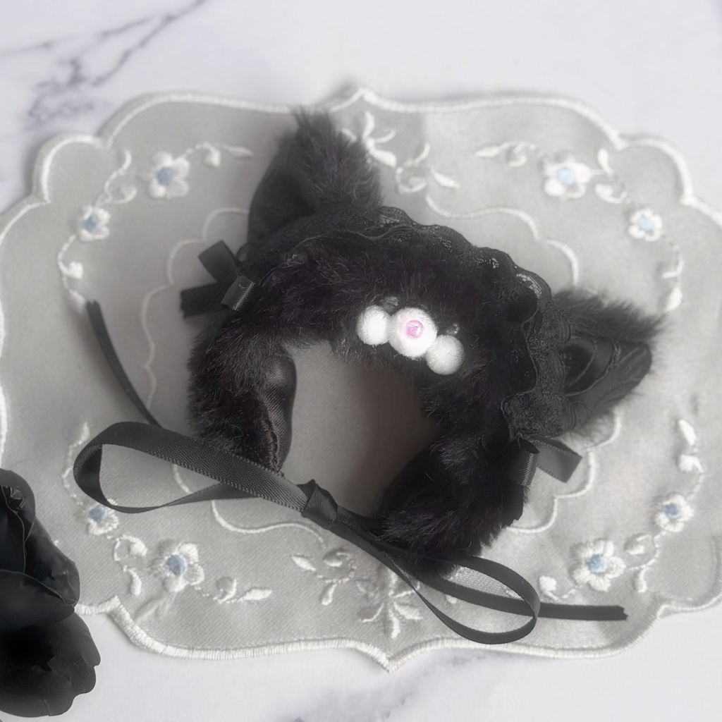 きつねちゃんヘッドドレス(オールブラック)