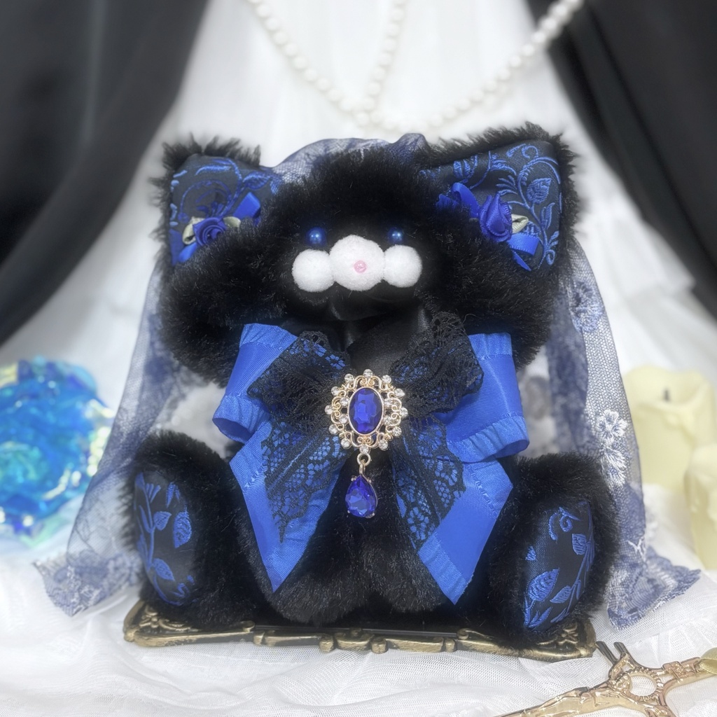 Mサイズ 花嫁ねこちゃん(祝福の青薔薇)