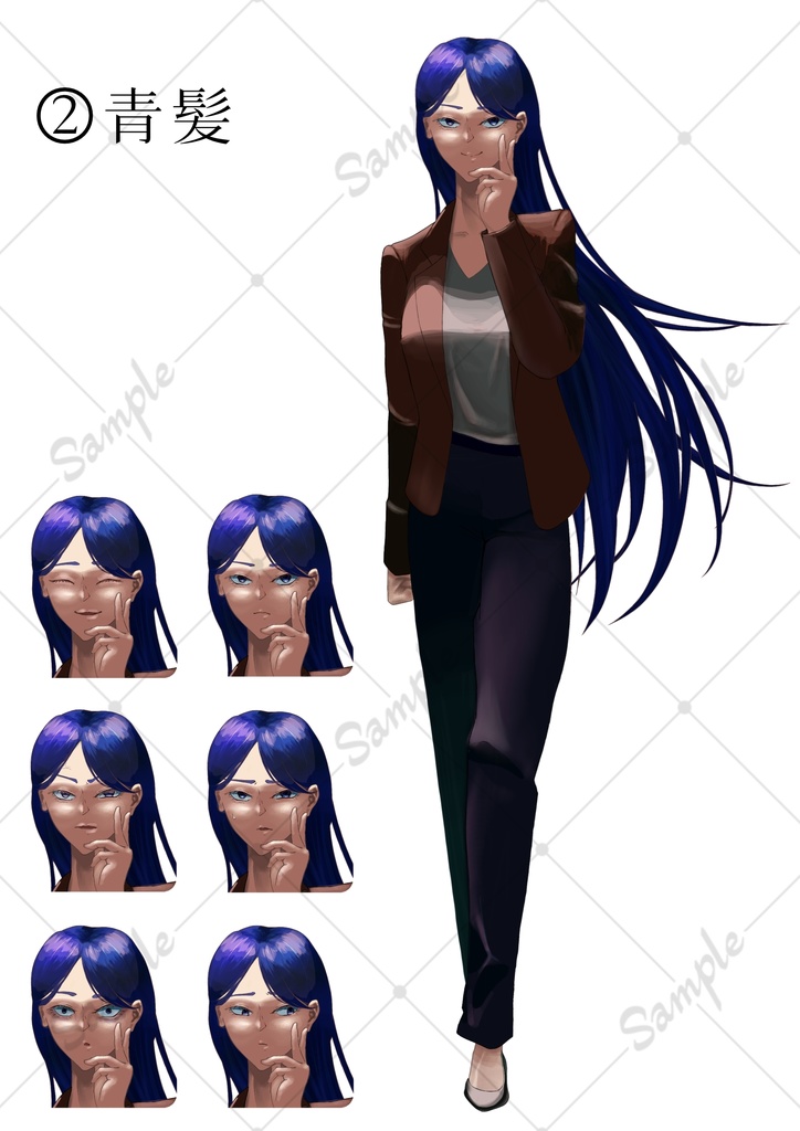 立ち絵02 等身スーツ女性 全身素材【TRPG・ゲーム等立ち絵素材】