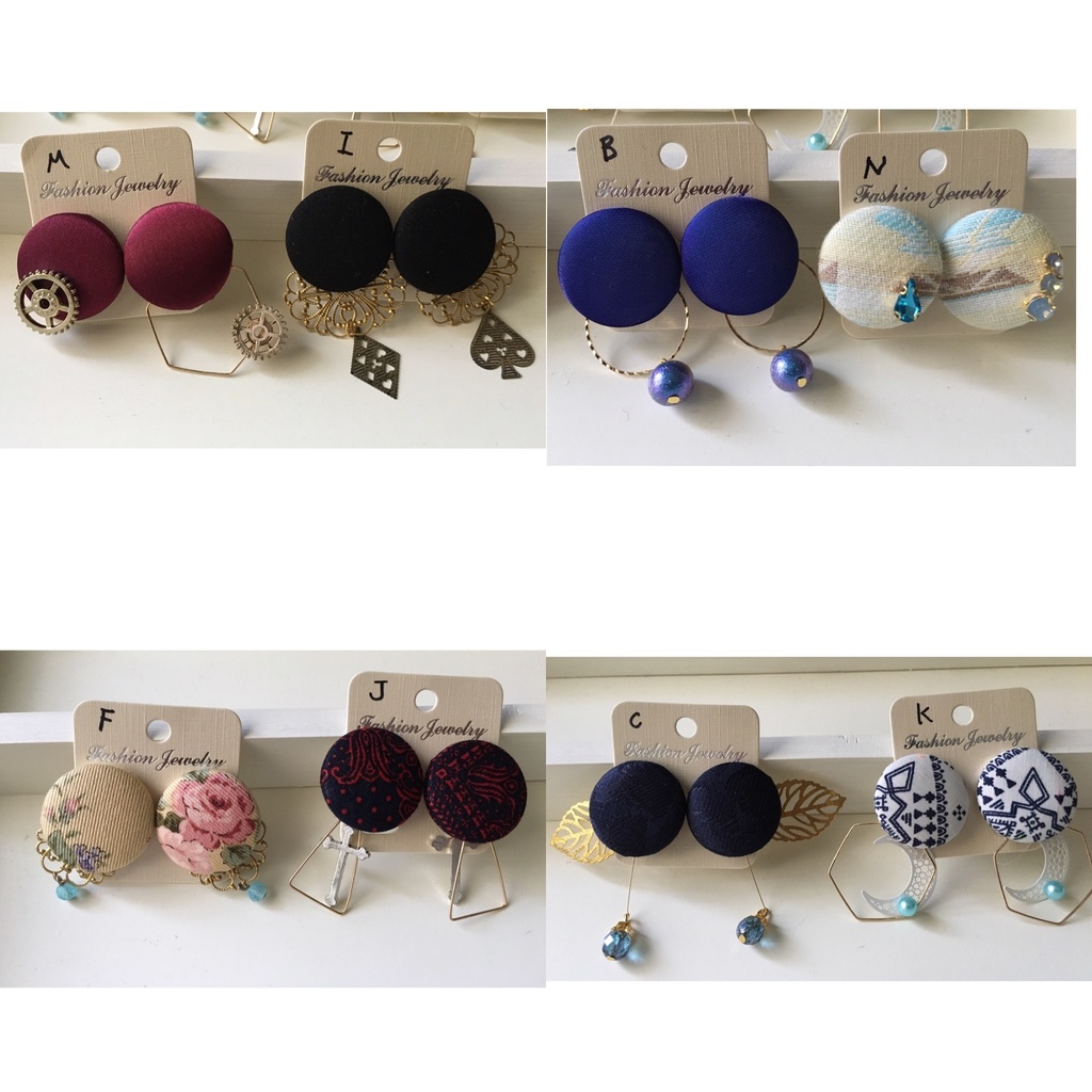 くるみボタン型イヤリング