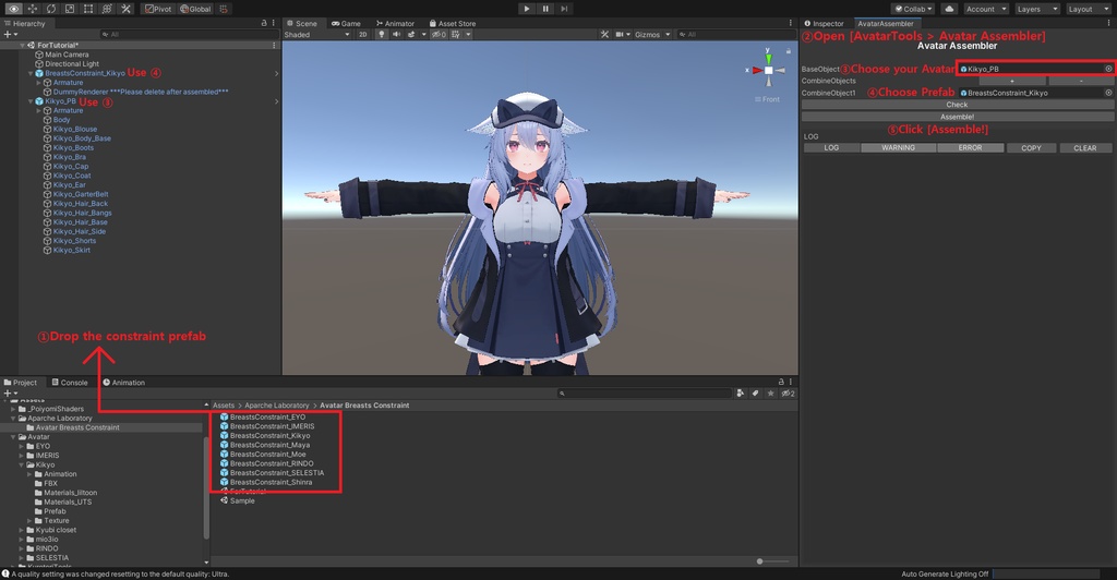 VRC] Avatar Breasts Constraint / 胸が腕に合わせて動く - Aparche 