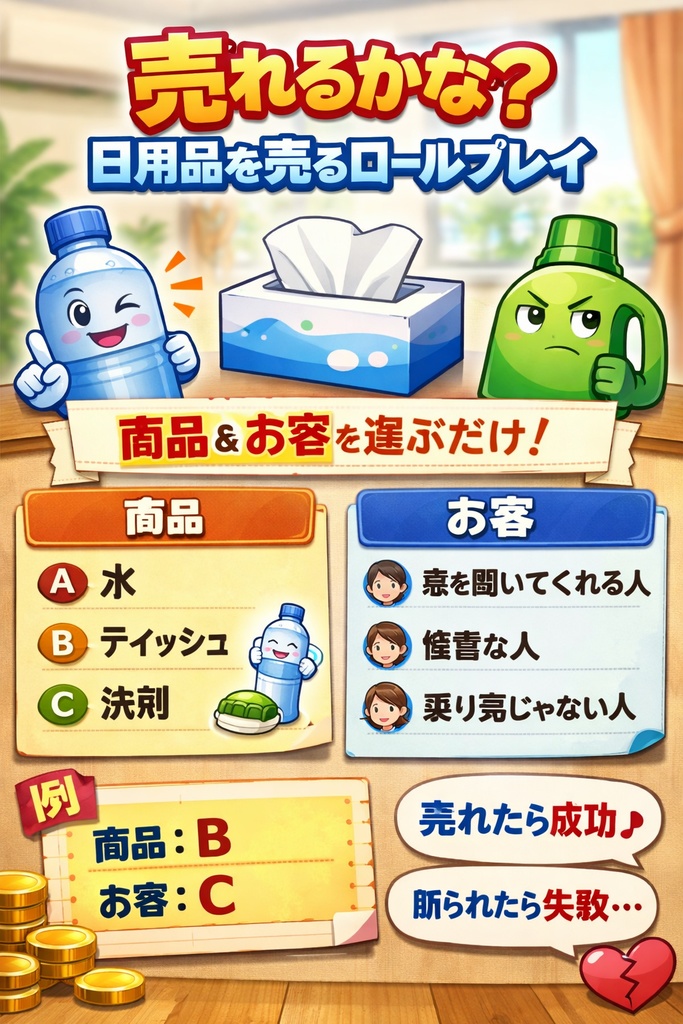 【初心者向け】売れるかな？日用品を売るロールプレイ