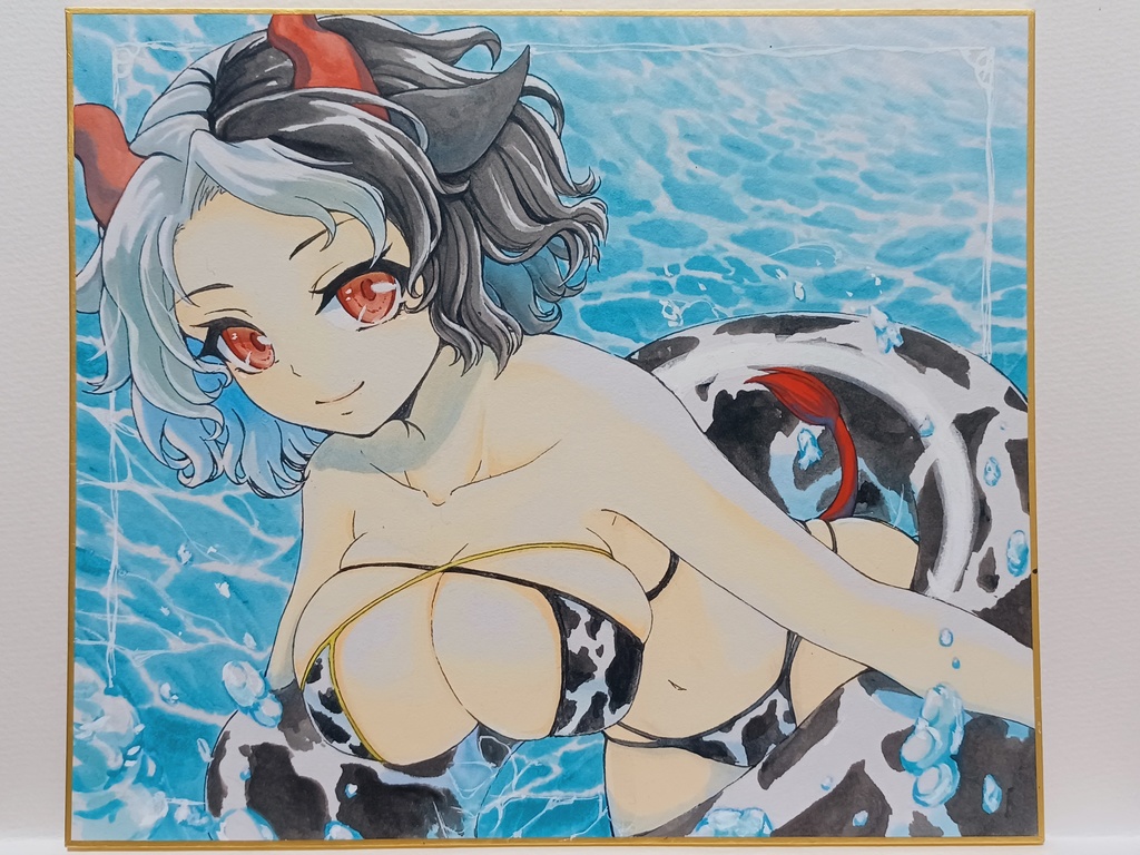 アナログ色紙原画 東方 牛崎