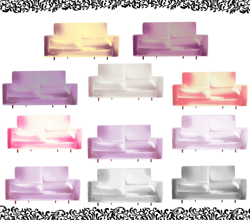 【商用利用OK】おしゃれなソファ素材セット|VTuber配信・背景・イラスト用