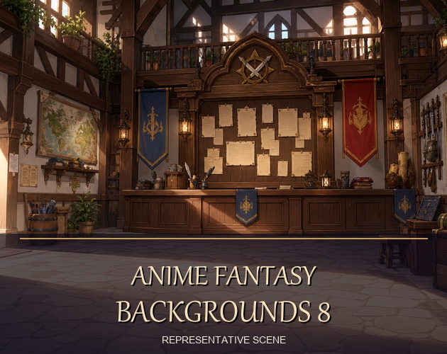 アニメ調ファンタジー背景8枚|ゲーム・ノベル制作用・フルHD