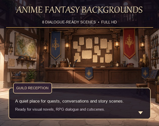 アニメ調ファンタジー背景8枚|ゲーム・ノベル制作用・フルHD