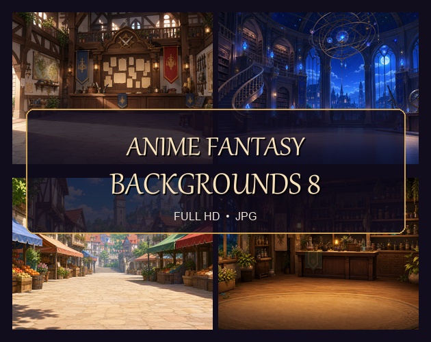 アニメ調ファンタジー背景8枚｜ゲーム・ノベル制作用・フルHD