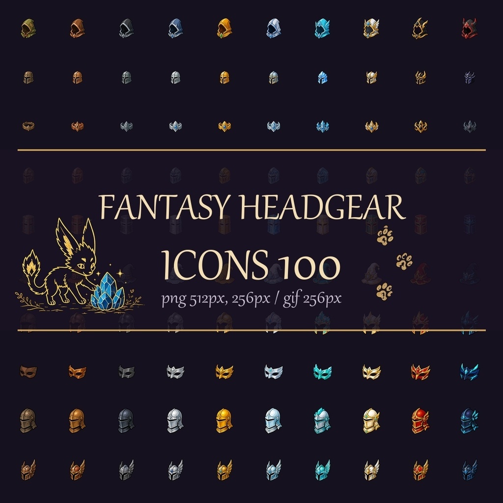 Fantasy Headgear｜ゲーム制作向けアイコン100種