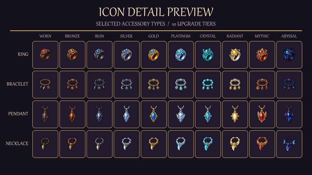 ファンタジーアクセサリーアイコン100種|ゲーム制作向け