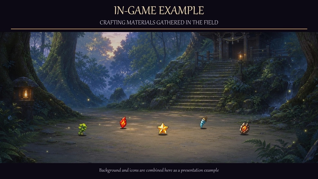 ファンタジークラフト素材アイコン100種|ゲーム制作向け