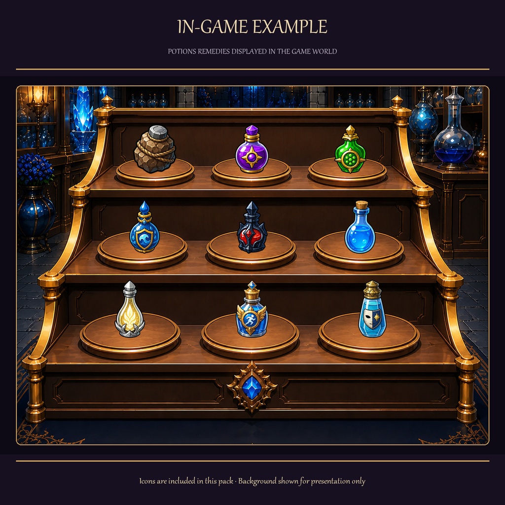 ファンタジーポーション&回復薬アイコン100種|ゲーム制作向け