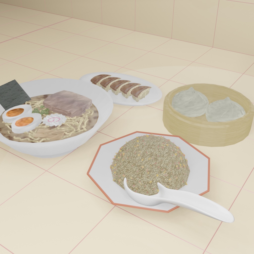 (VRChat向け3Dモデル)ラーメンセット