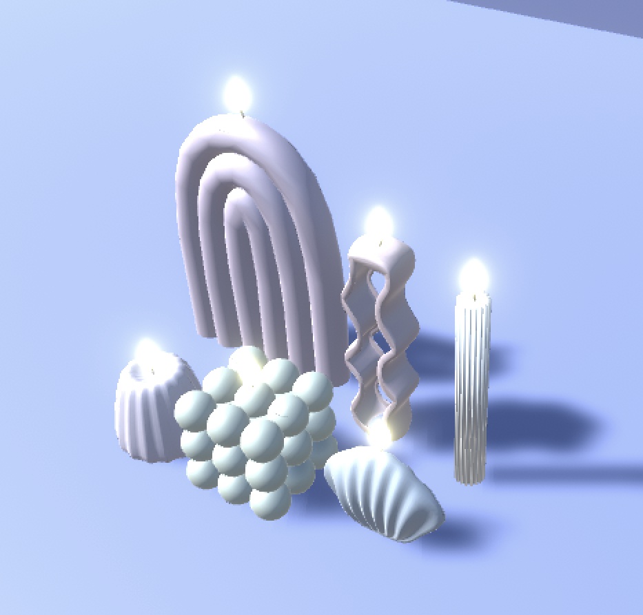 (VRChat向け3Dモデル) 灯りゆらめく6種類のキャンドルセット