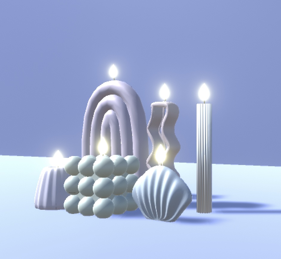 (VRChat向け3Dモデル) 灯りゆらめく6種類のキャンドルセット