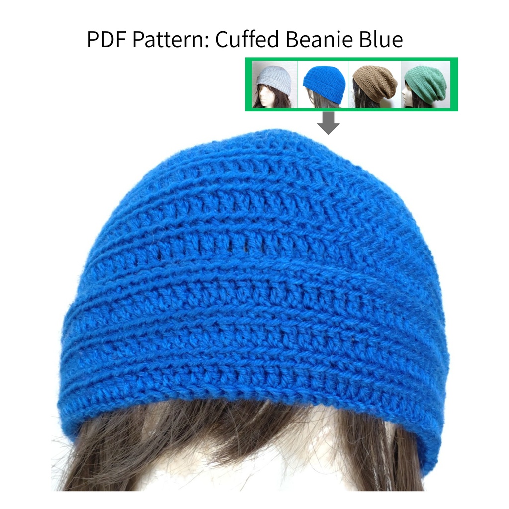 Crochet Pattern: Blue Cuffed Beanie(青の折り返しビーニー)