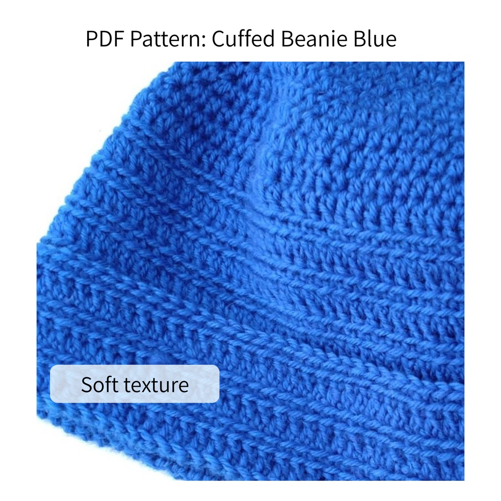 Crochet Pattern: Blue Cuffed Beanie(青の折り返しビーニー)