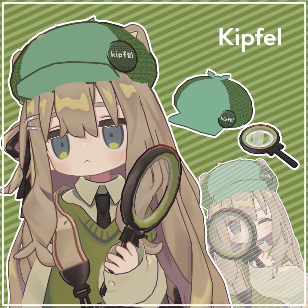 探偵ハット&探偵虫眼鏡セット【フルセット】【VRChat用アクセサリー】