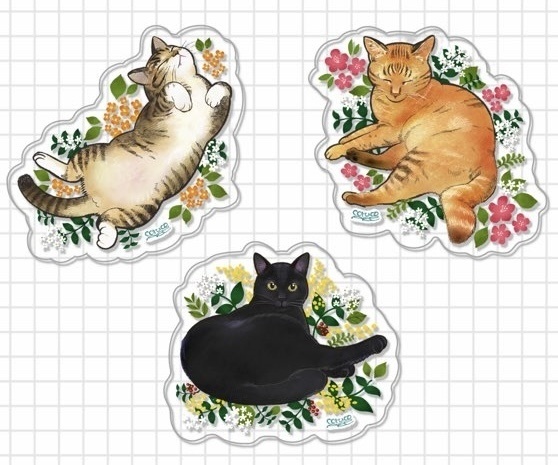 猫3匹のダイカットステッカー（単品）