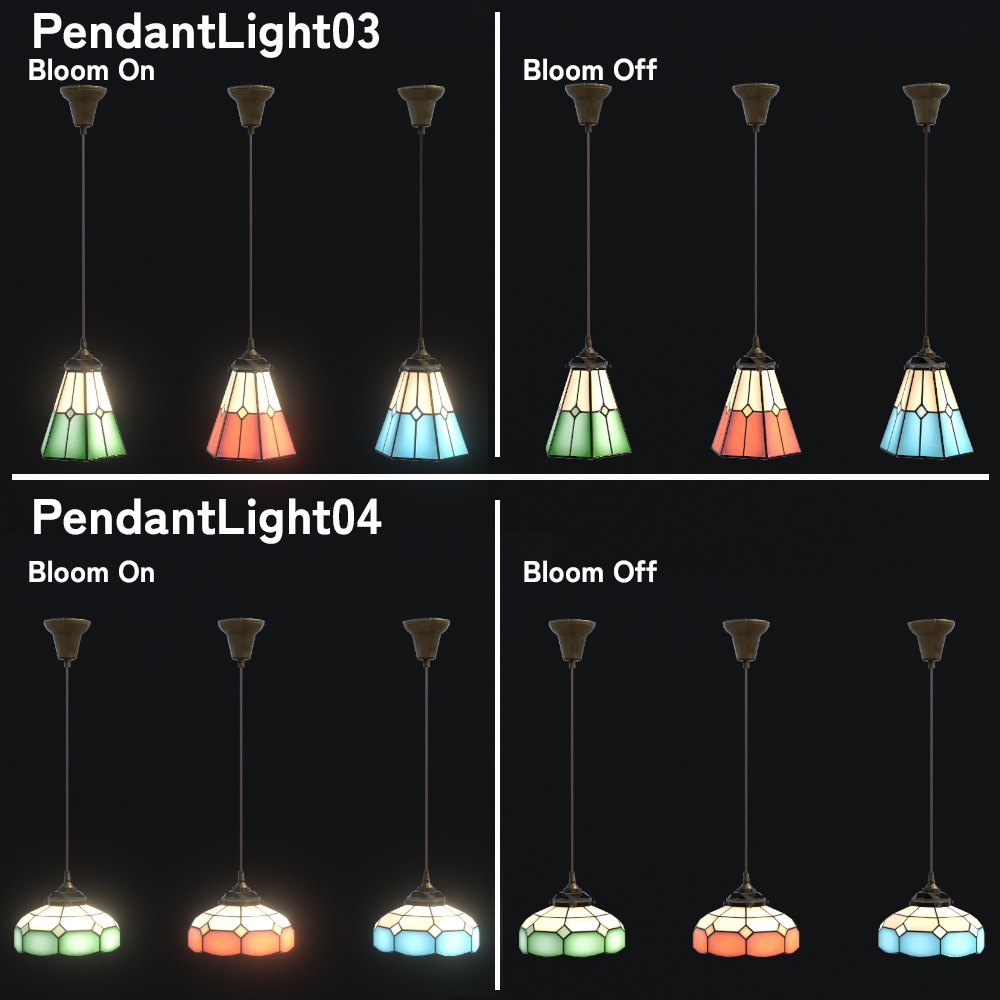 3Dレトロペンダントライトセット(4種×色3種)