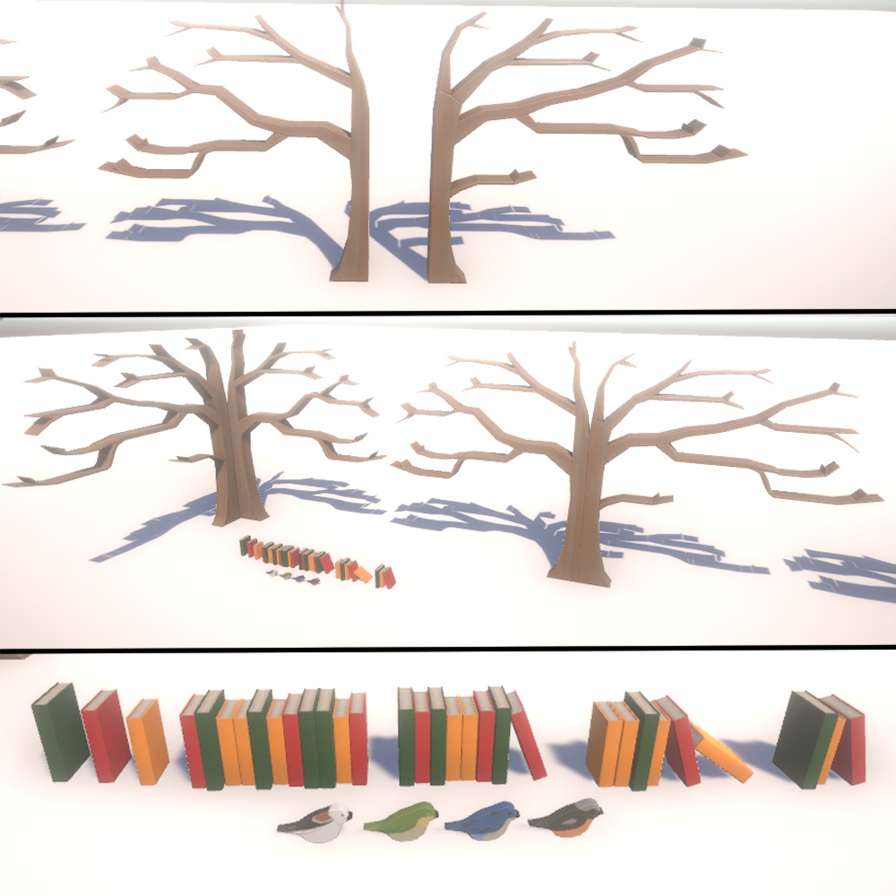 木の形の本棚セット(15種)