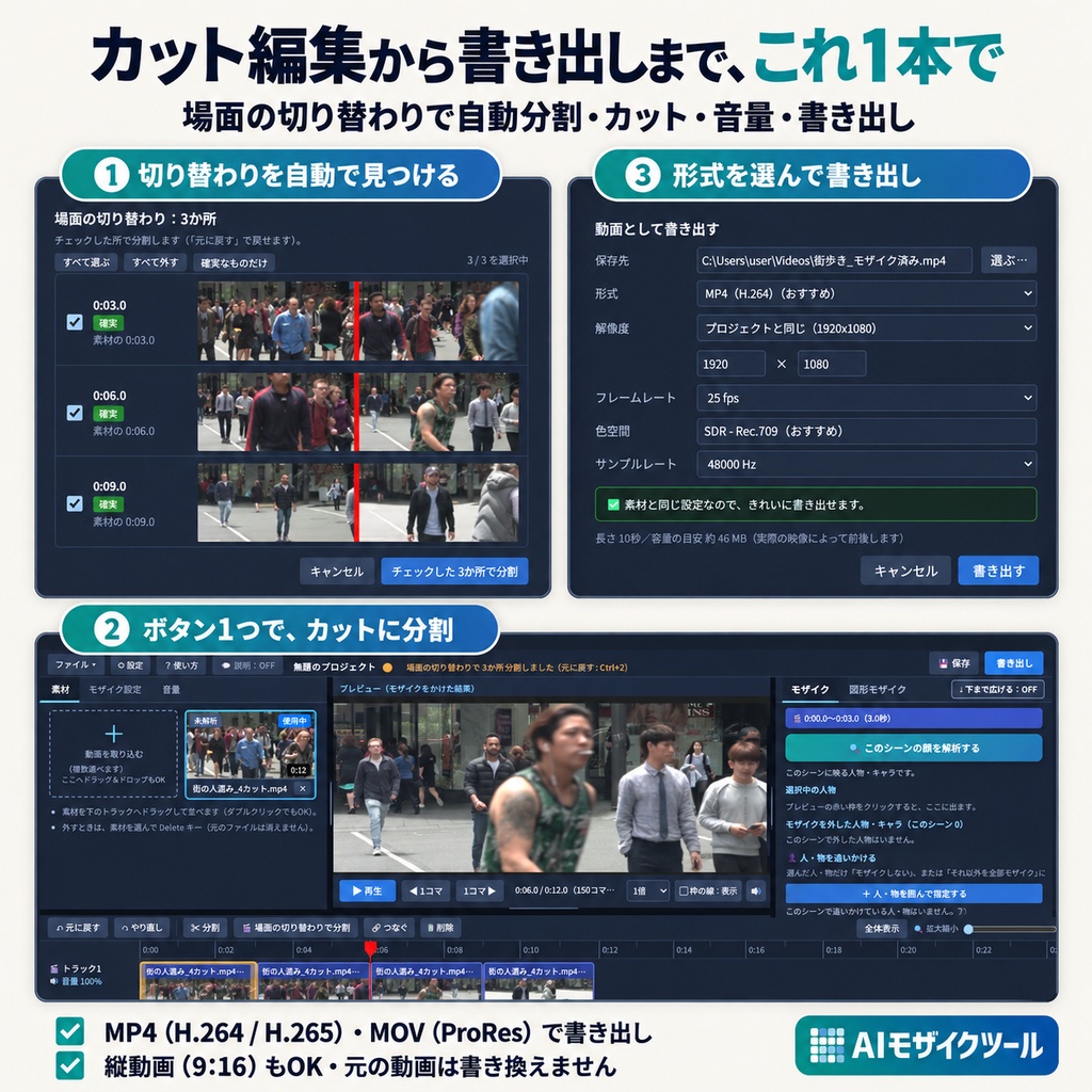 AIモザイクツール|動画の顔を自動でぼかす【Windows・NVIDIA GPU】