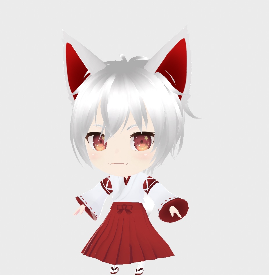 ミニ巫女狐赤　VRoid　VRMデータ