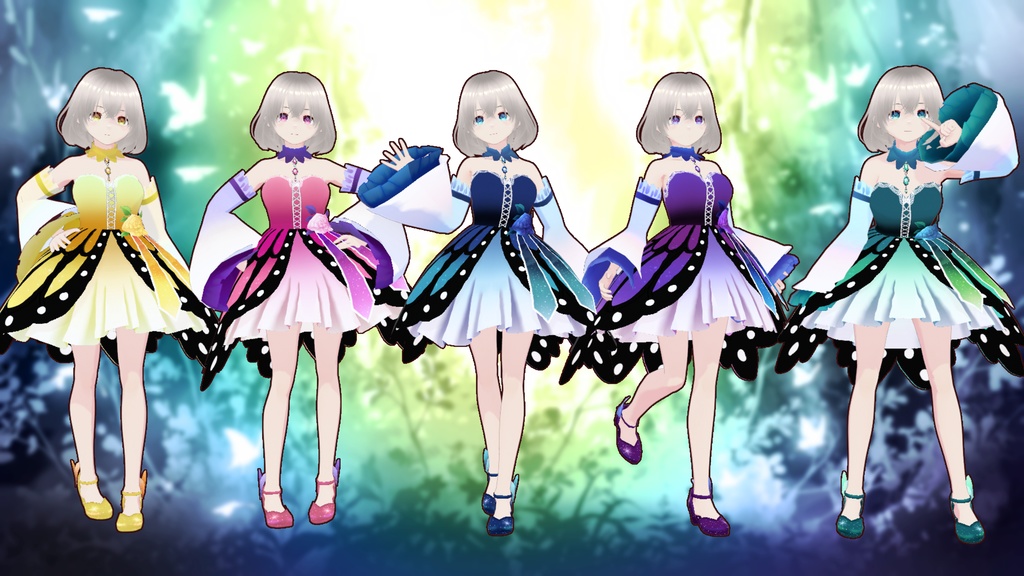 蝶の女　VRoidデータ　VRMデータ　キラキラ目入り　追加4色