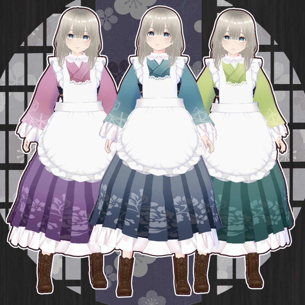 大正ロマン・ハイカラさん・3色Vroid・VRMデータ入り
