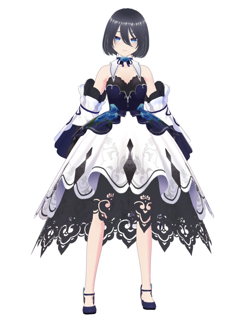 白青ダイヤドレス・Vroid・VRMデータ入り
