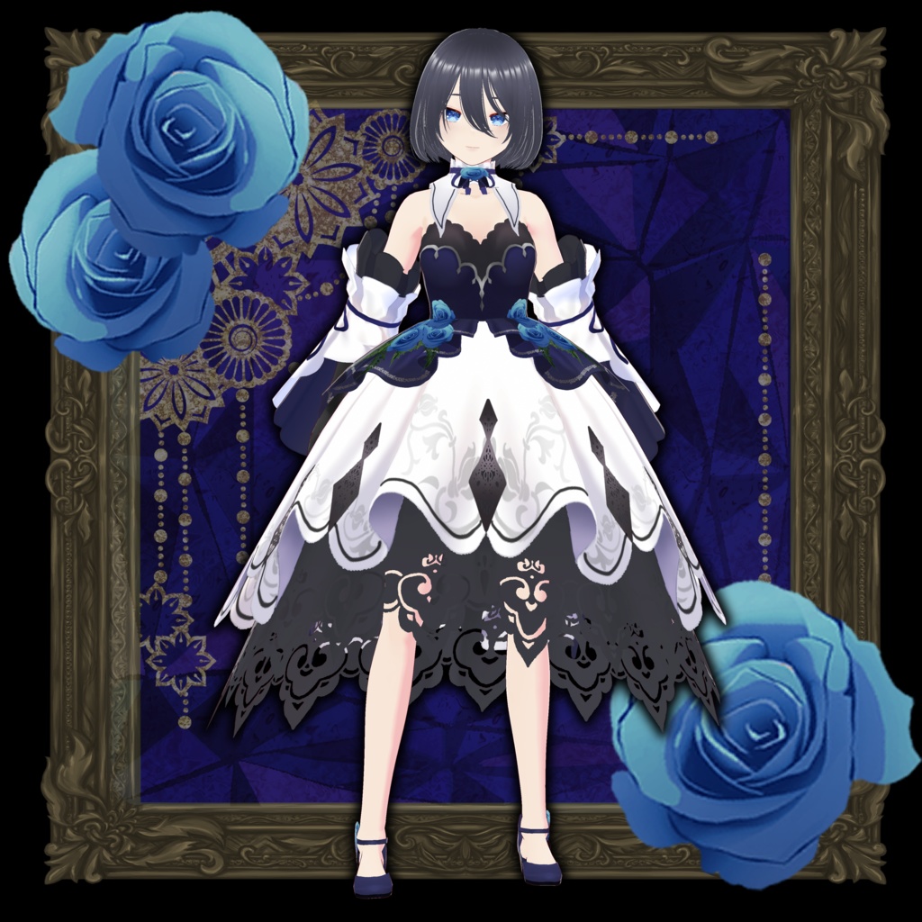 白青ダイヤドレス・Vroid・VRMデータ入り