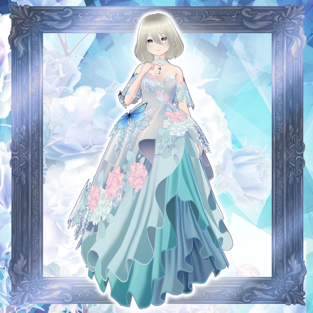 水色ドレス　Vroid・vrmデータ入り