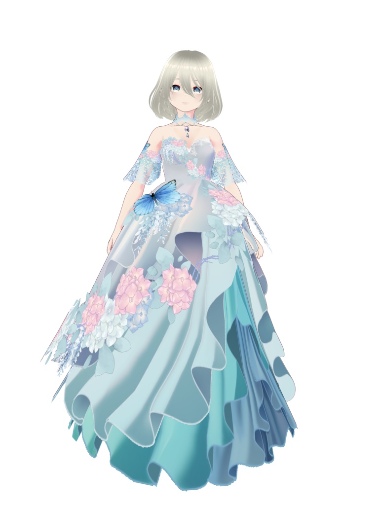 水色ドレス Vroid・vrmデータ入り