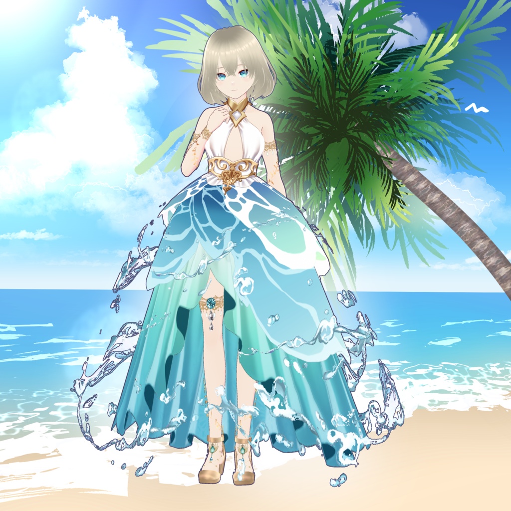 水ドレス　Vroid・VRMデータ入り