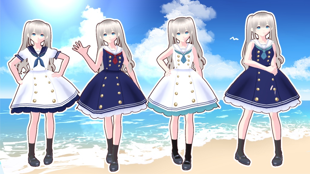 マリンセーラー4種類 Vroid・VRMデータ入り