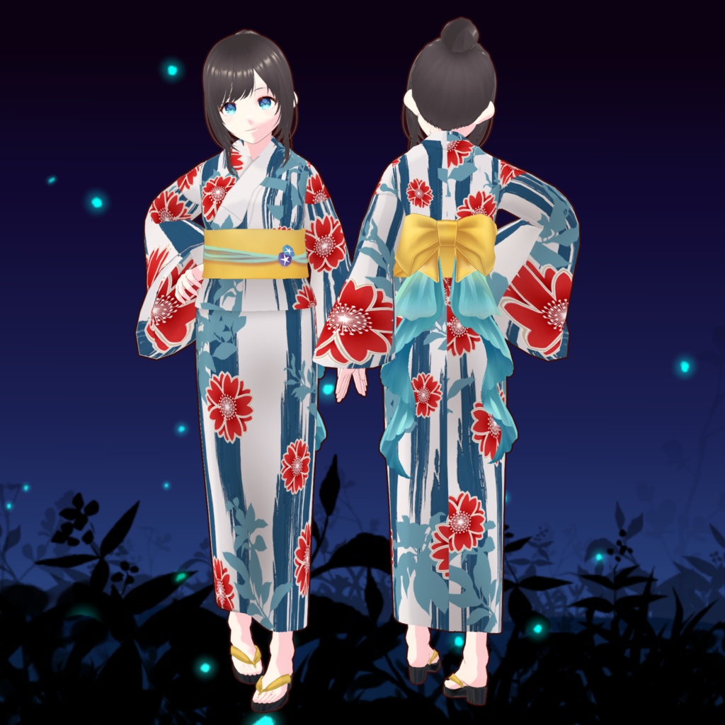赤花浴衣 Vroid・VRMデータ入り