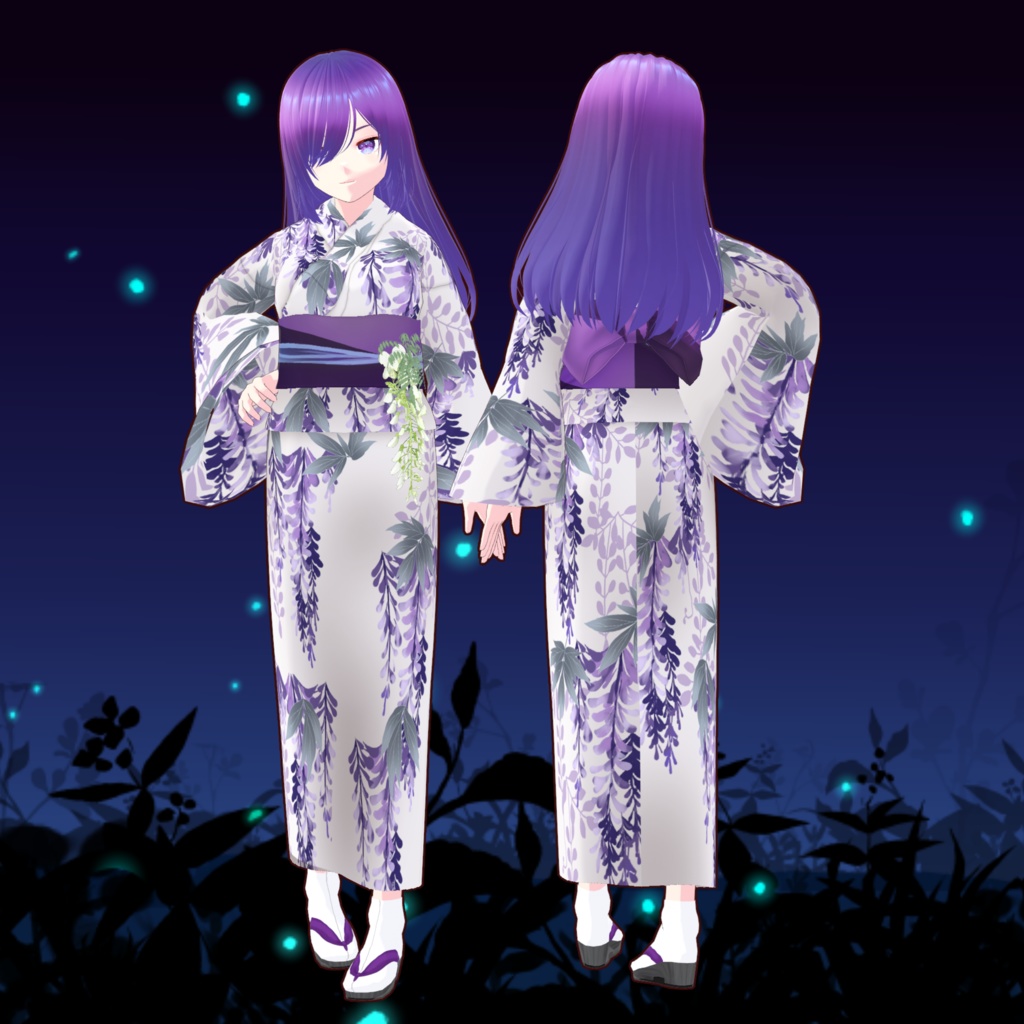 藤着物　Vroid・VRMデータ入り