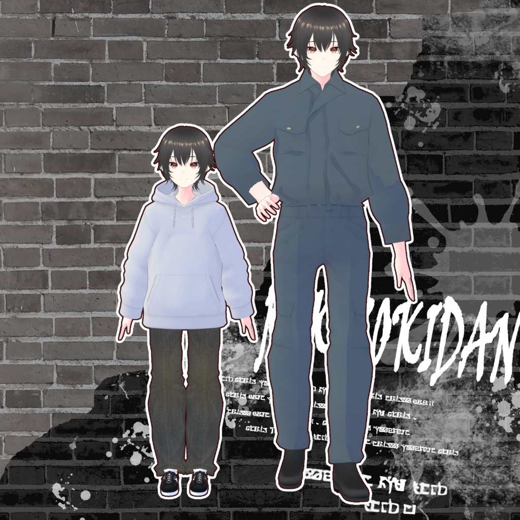 作業着大人・おまけ子供 Vroid・VRMデータ入り