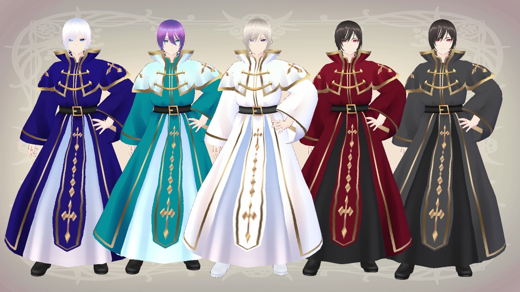 ファンタジー神父 5色 Vroid・VRMデータ入り