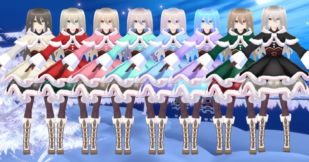 二重スカートサンタ クリスマス衣装 Vroid・VRMデータ入り