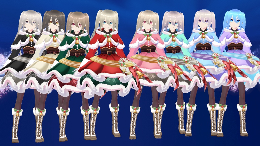 二重スカートサンタ クリスマス衣装 Vroid・VRMデータ入り