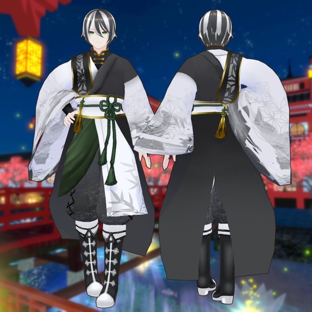 中華パンダ男子(髪白バージョン入り)Vroid・VRMデータ入り