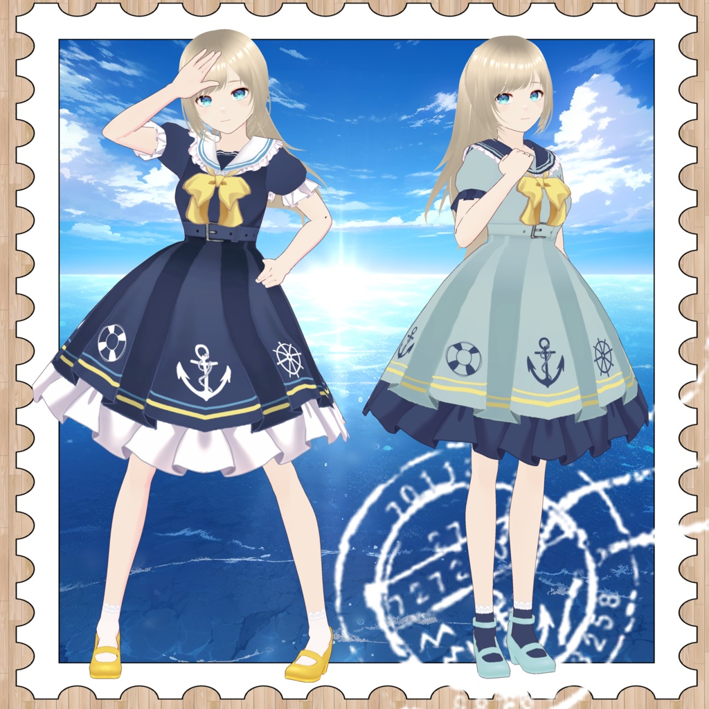 サマーセーラー2色 Vroid・VRMデータ入り