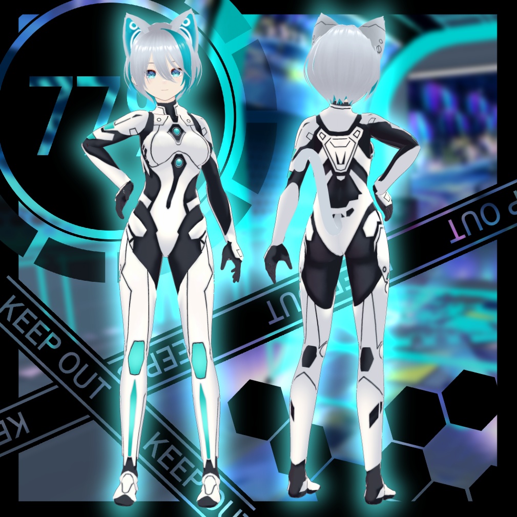 サイバーパンク猫耳・うさ耳　Vroid、VRMデータ