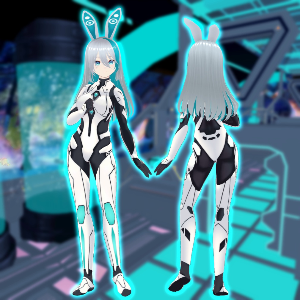 サイバーパンク猫耳・うさ耳 Vroid、VRMデータ