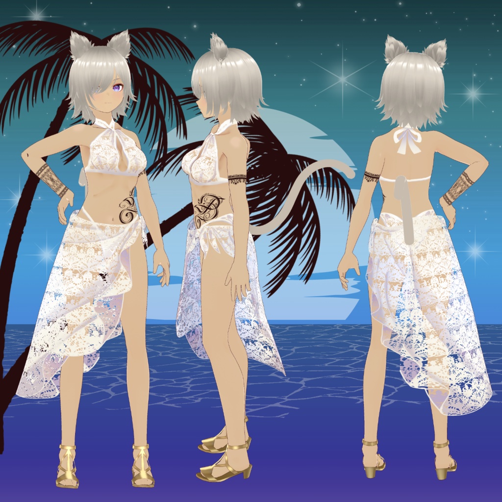 パレオ水着褐色肌　Vroid、VRMデータ