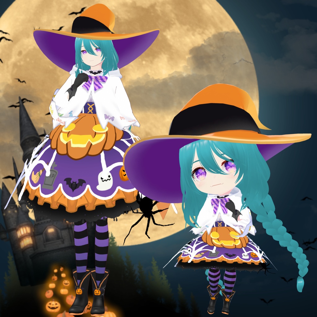 魔女っこパンプキンハロウィン　SDキャラ、Vroid、vrmデータ入り