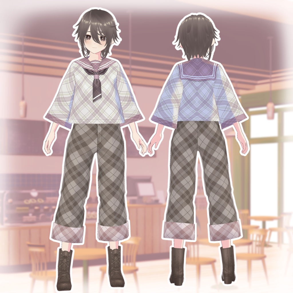 チェックセーラー ズボン Vroid・vrmデータ入り
