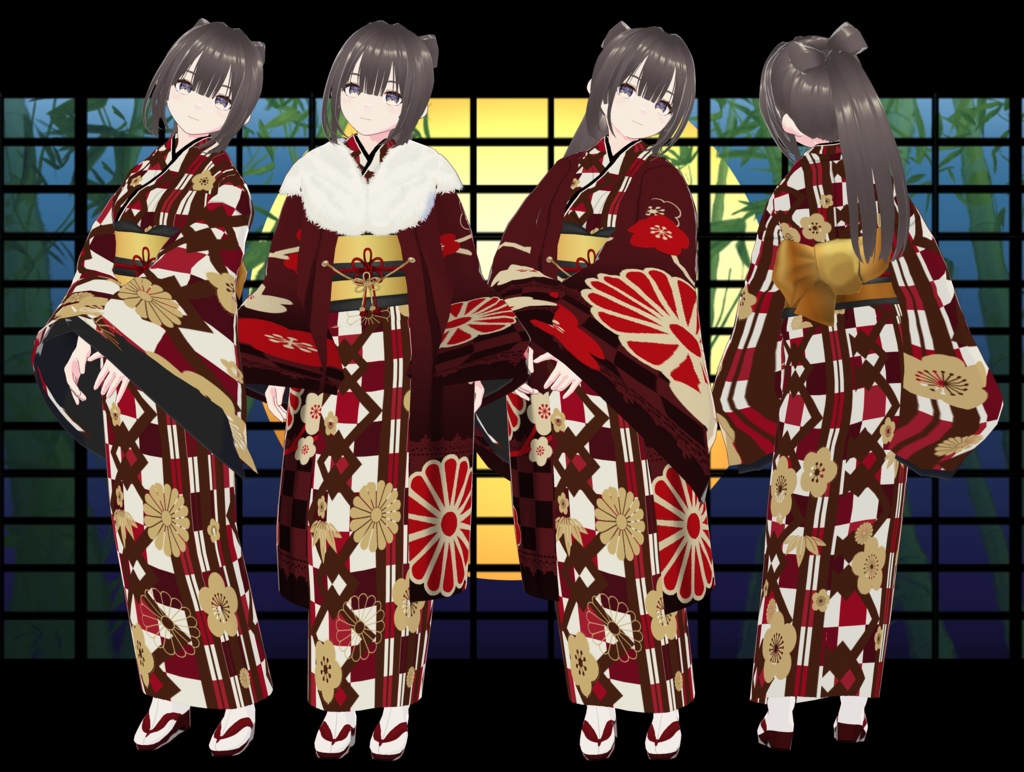 赤着物羽織Vroid・vrmデータ入り